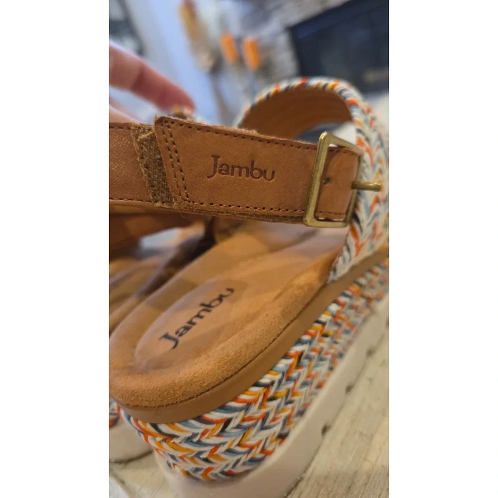 Jambu Destiny Womens 10M Multi Color Woven Platform Wedge Sandals J4DES15 Boho